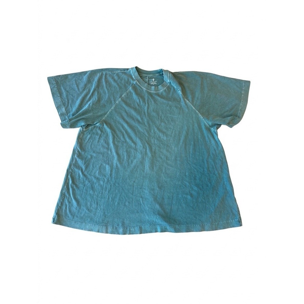 FP Movement T-Shirt Women Teal SzL Raw Heavy Stitched Cotton Oversized Logo Crew